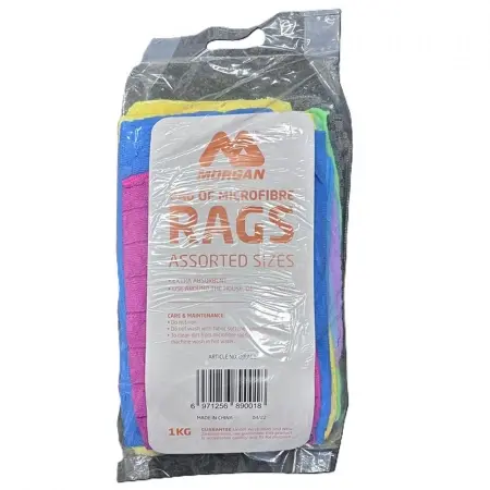1KG/Bag Morgan Microfibre Rags Assorted Sizes / Colours