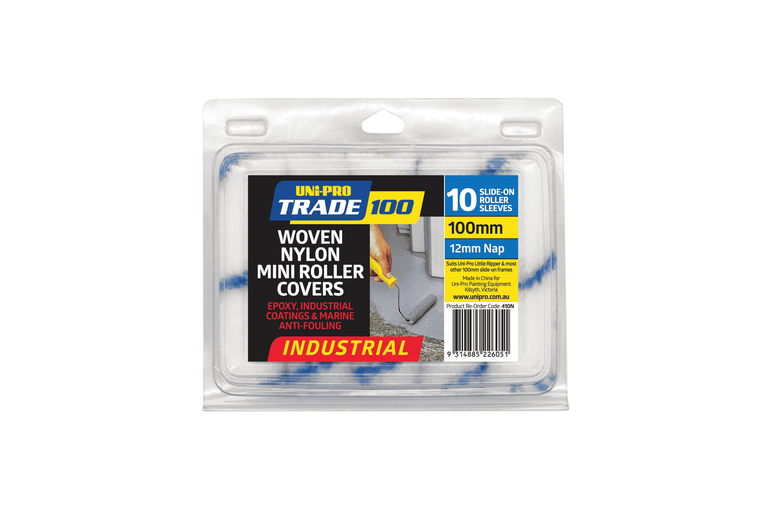 Uni-Pro 100mm Mini Roller Covers 12mm Nap – 10 Pack for Concrete & Epoxy