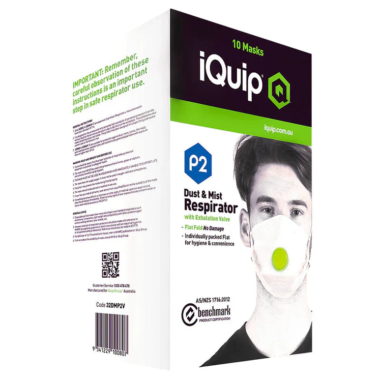 iQuip Dust & Mist Mask P2 – Flat Fold, 3 Pack
