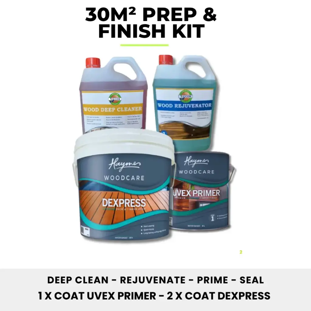 Deep Clean, Rejuvenate, Prime & Seal - Old Bare & New Decks Polished Look (30m²)